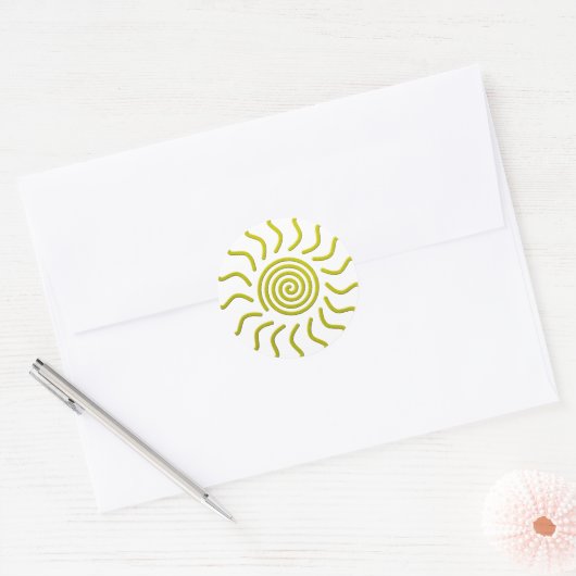 Papieren snijgeel zonnafdruk ronde sticker (Envelop)