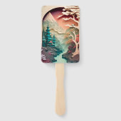 Papieren uitklapbare landschapsset van ventilatore handwaaier (Achterkant)