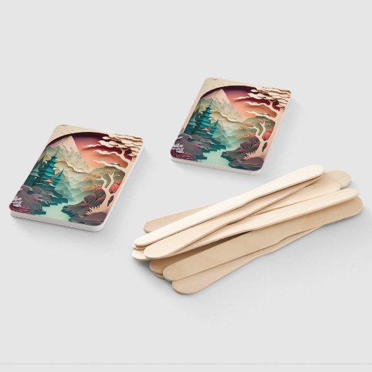 Papieren uitklapbare landschapsset van ventilatore handwaaier (Niet-gemonteerd)