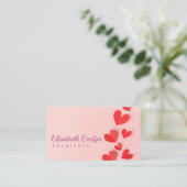 Papieren Valentijnsdag harten roze Visitekaartje (Staand voorkant)