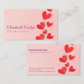 Papieren Valentijnsdag harten roze Visitekaartje (Voorkant / Achterkant)