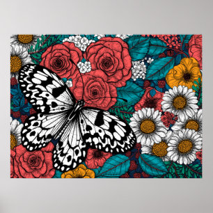 Papieren vlieger tuin poster