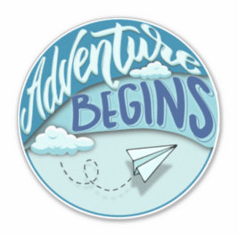 Papieren vliegtuig | Adventure begint op maat gesn Sticker