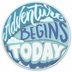 Papieren vliegtuig Adventure begint op maat gesn Sticker