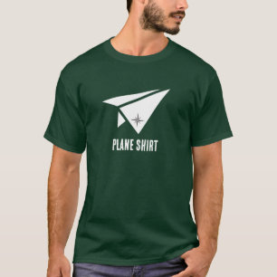 Papieren vliegtuig & kompas, eenvoudig, minimalist t-shirt