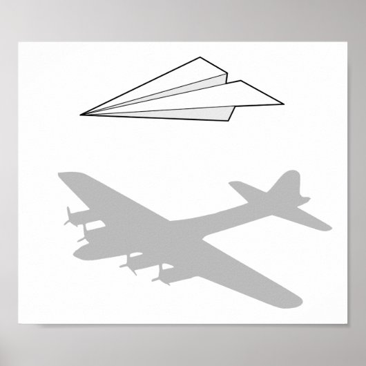 Papieren vliegtuig overactieve verbeelding poster (Voorkant)
