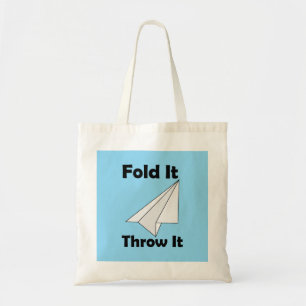 Papieren vliegtuig vouwen en gooien tote bag