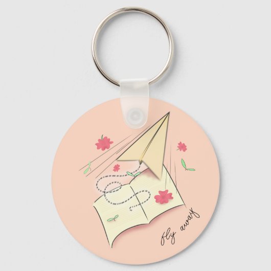 Papieren vliegtuigje Sleutelhanger | Vlieg weg (Voorkant)
