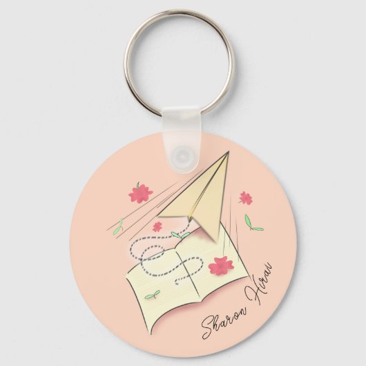 Papieren vliegtuigje Sleutelhanger | Vlieg weg (Achterkant)