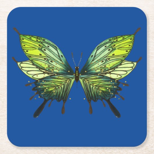 Papieren vlinder Onderzetters in blauw en groen (Voorkant)