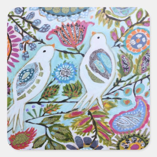 Papieren vogels I Vierkante Sticker (Voorkant)
