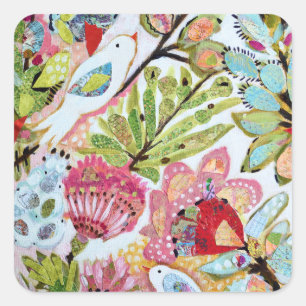 Papieren vogels II Vierkante Sticker