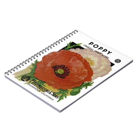 Papieretiket voor papaverzaad notitieboek (Linkerzijde)