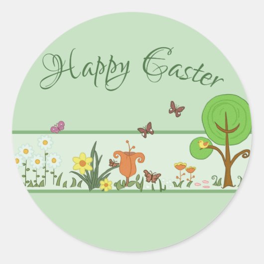 Papierfrühling Ostern Ronde Sticker (Voorkant)
