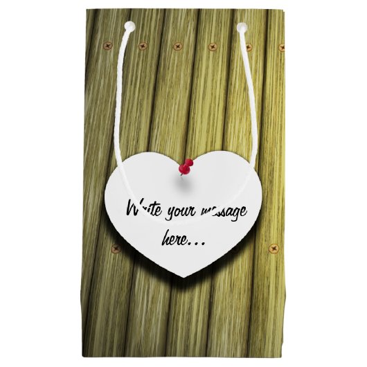 Papierhandgeschreven script, bijtend klein cadeauzakje (Voorkant)