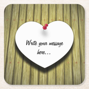 Papierhandgeschreven script, bijtend vierkante kartonnen onderzetter