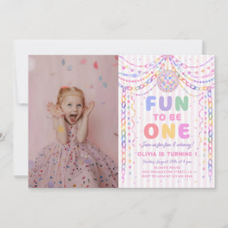 Papierketting Disco Pret om Eén 1e Verjaardag Foto Kaart