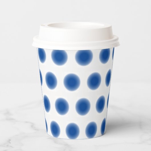 Papierkop - Blauwe Stippen met verschillende rande Papieren Bekers (Achterkant)