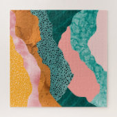 Papierlandschap, geknipte, getorste randen, groent legpuzzel (Horizontaal)