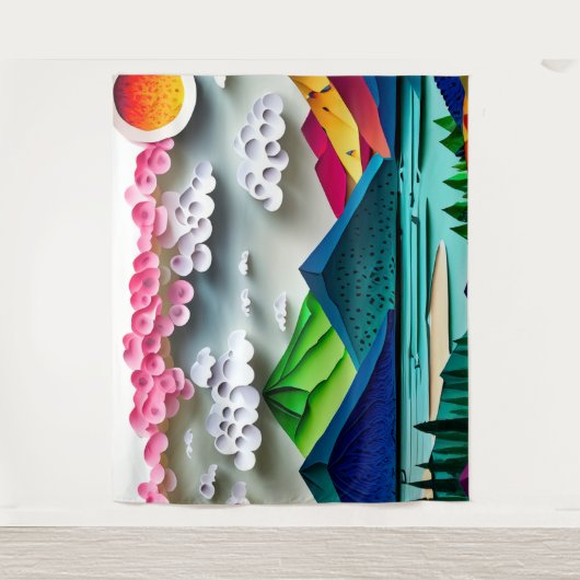 Papierlandschap Wandkleed (Voorkant)