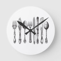 papiermachine Black White Fork Spoon Knife 1800's