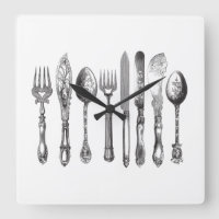 papiermachine Black White Fork Spoon Knife 1800's