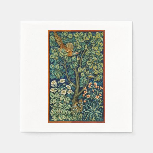 PAPIERNAPKIN MET WILLIAM MORRIS PHEASANT ONTWERP SERVET (Voorkant)