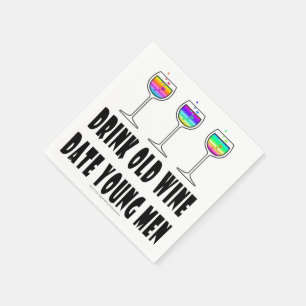 PAPIERNAPKINS - DRINK OUDE WIJN, DATUM JONGE MANNE SERVET