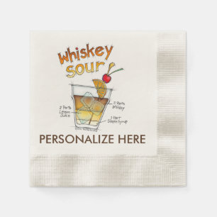 PAPIERNAPKINS - WHISKEY SOUR RECIPE COCKTAIL ART SERVETTEN