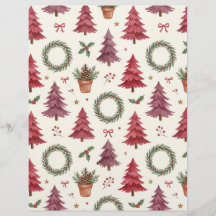 Papiers scrapbook Arbres de Noël et Couronnes de B