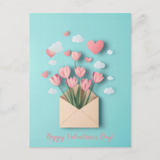 Papierschnitt Herzen und Blumen Valentinestag Briefkaart