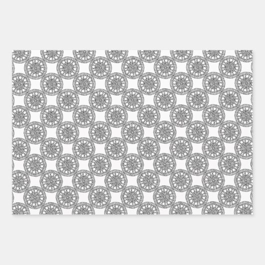 Papierset met zwarte en witte Keltische stijl Inpakpapier Vel (Voorkant 3)