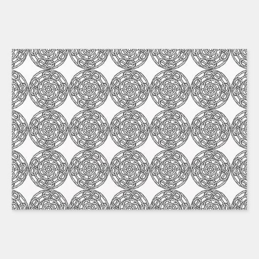 Papierset met zwarte en witte Keltische stijl Inpakpapier Vel (Voorkant)