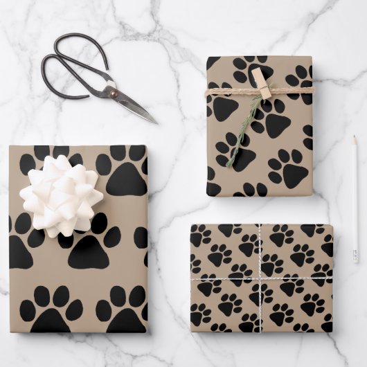 Papierset oppakken - Puppy Paw Prints Inpakpapier Vel (Voorkant)