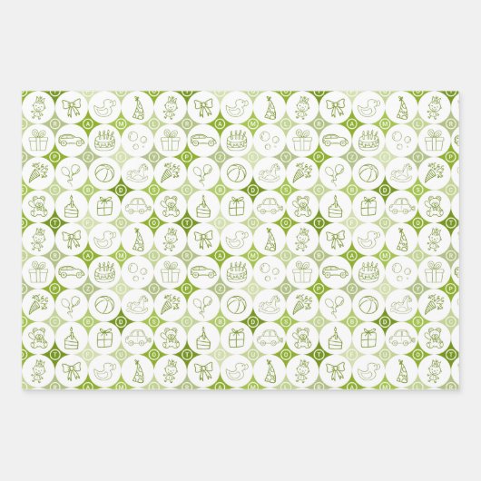 Papierset van 3 vellen met speelgoedtekeningen (Voorkant 3)