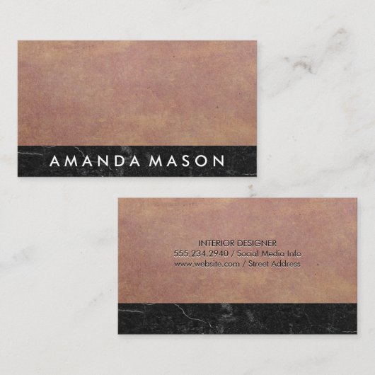 Papierstructuur | Zwarte Leisteen Marmer Visitekaartje (Voorkant / Achterkant)