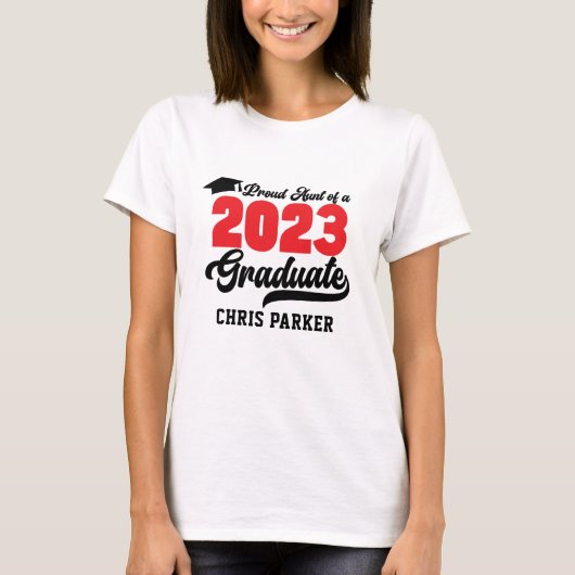 Papiertante van een Afstuderen rood script van 202 T-shirt (Voorkant)