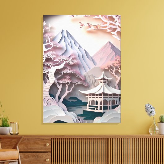 Papieruitsnijding Pavilion Landscape Strett Canvas Afdruk (Insitu (Woonkamer))