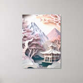 Papieruitsnijding Pavilion Landscape Strett Canvas Afdruk (Voorkant)