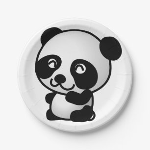 Papiervlak. Panda. Papieren Bordje