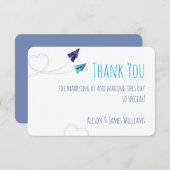 Papiervliegtuig waterverf dank u kaart (Voorkant / Achterkant)