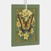 Papilio glaucus vlinder met gele jasmijn glas ornament (Voorkant Rechts)