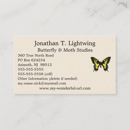 Papilio machaon - Old World Swallowtail Butterfly Visitekaartje (Achterkant)