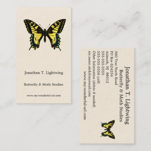 Papilio machaon - Old World Swallowtail Butterfly Visitekaartje (Voorkant / Achterkant)