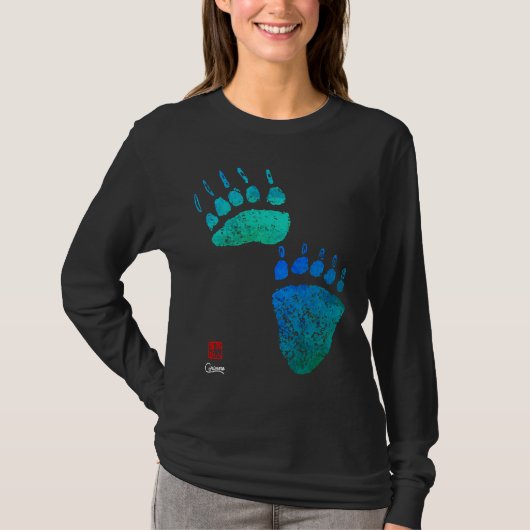 Papilles d'ours bleu vert - T-shirt à manches long (Devant)