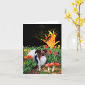 Papillion chien carte de voeux Monarch papillon (Fleur jaune)