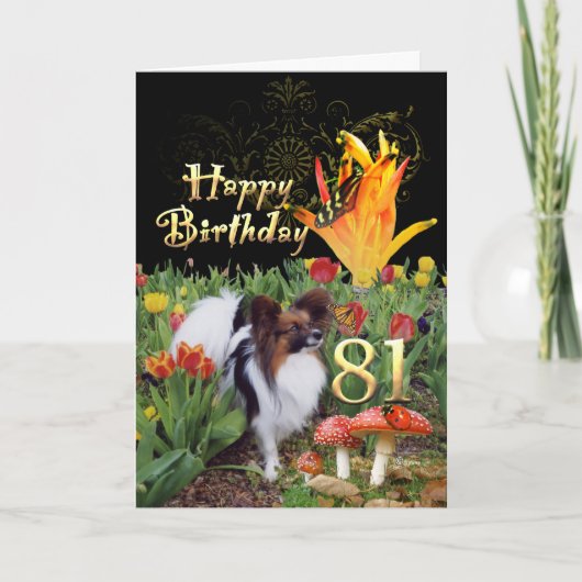 Papillion chien Happy 81 Carte Anniversaire Spécif (Devant)