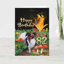 Papillion dog Happy 82 Birthday kaart Age-specifie