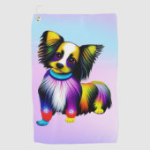 Papillion Pop Art Pastel Golfhanddoek (Voorkant)