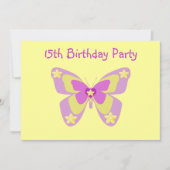 Papillon, 15e anniversaire Invitation à la fête (Devant)